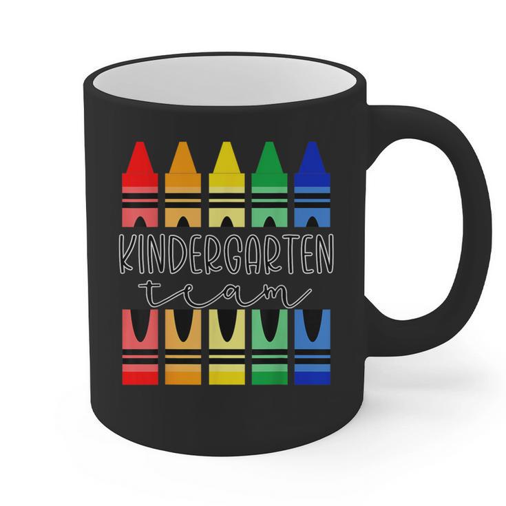 Colorful Crayon Kindergarten Team Tee For Teachers Students Men Women Kids Graphic Print Coffee Mug