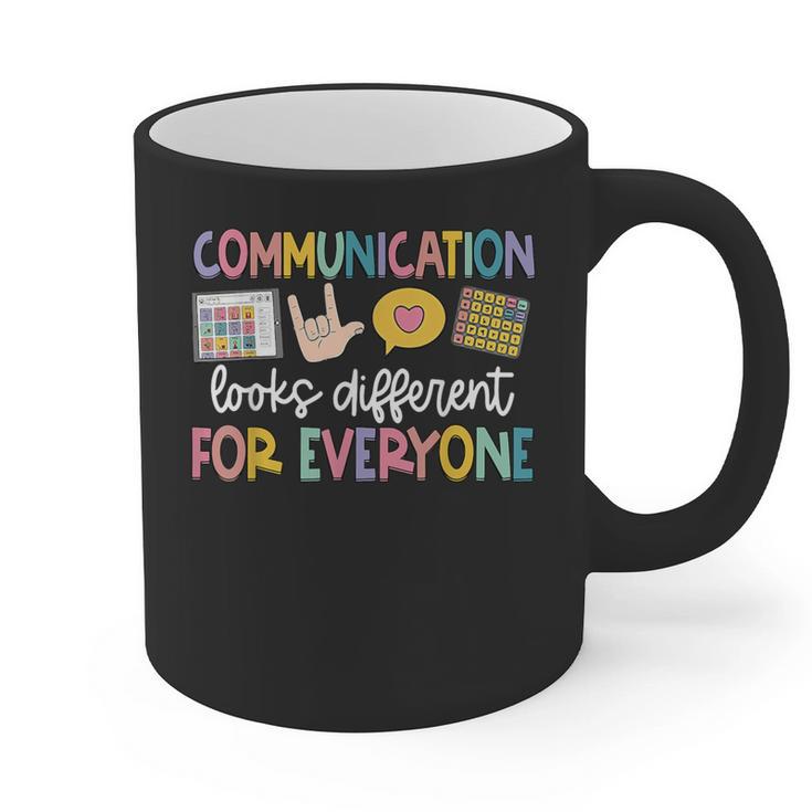 Communication Looks Different Tee Shirt Kids -Adults Teacher Animal Print Small Short Sleeve Classic Fit Crew Neck Polyester 100 Graphic Print Coffee Mug