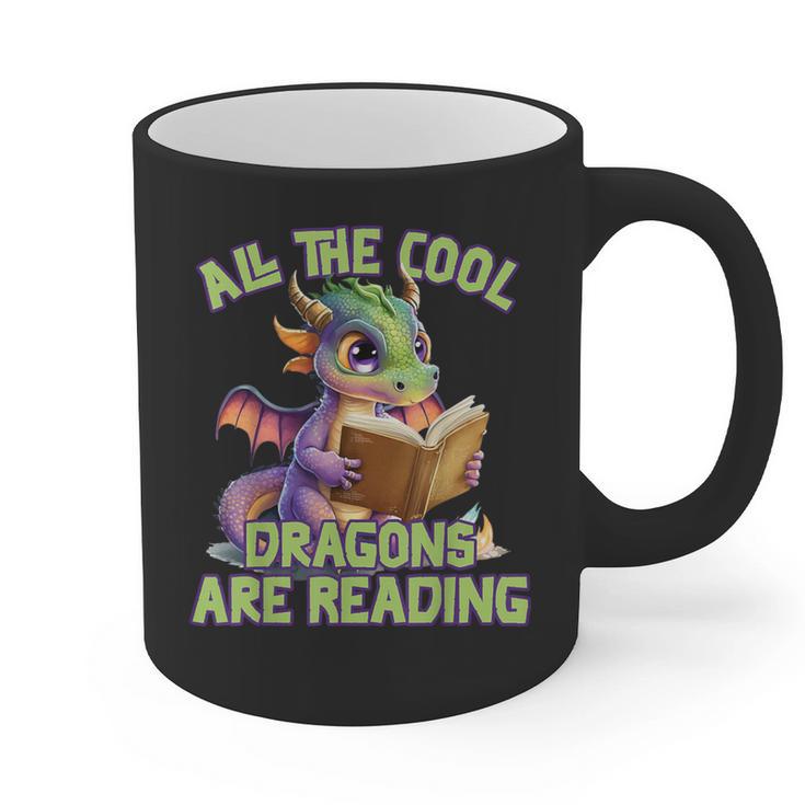 All The Cool Dragons Are Reading Dragon Teacher Graphic Print Coffee Mug
