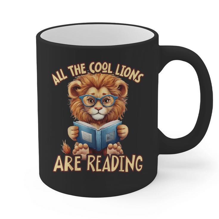 All The Cool Lions Are Reading Lion Teacher Men Women Kids Graphic Print Coffee Mug