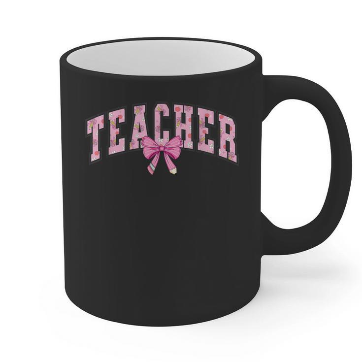 Coquette Bow Back To School First Day Teacher Graphic Print Coffee Mug