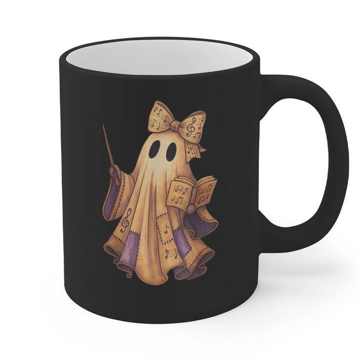 Coquette Music Note Patchwork Ghost Music Teacher Halloween Graphic Print Coffee Mug