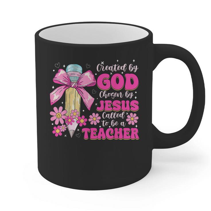 Created By God Called To Teacher Jesus Christian Teacher Graphic Print Coffee Mug
