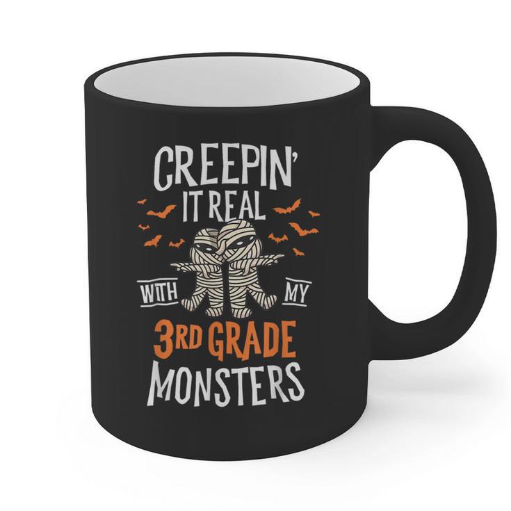 Creepin It Real With My 3rd Grade Monsters Halloween Teacher Graphic Print Coffee Mug