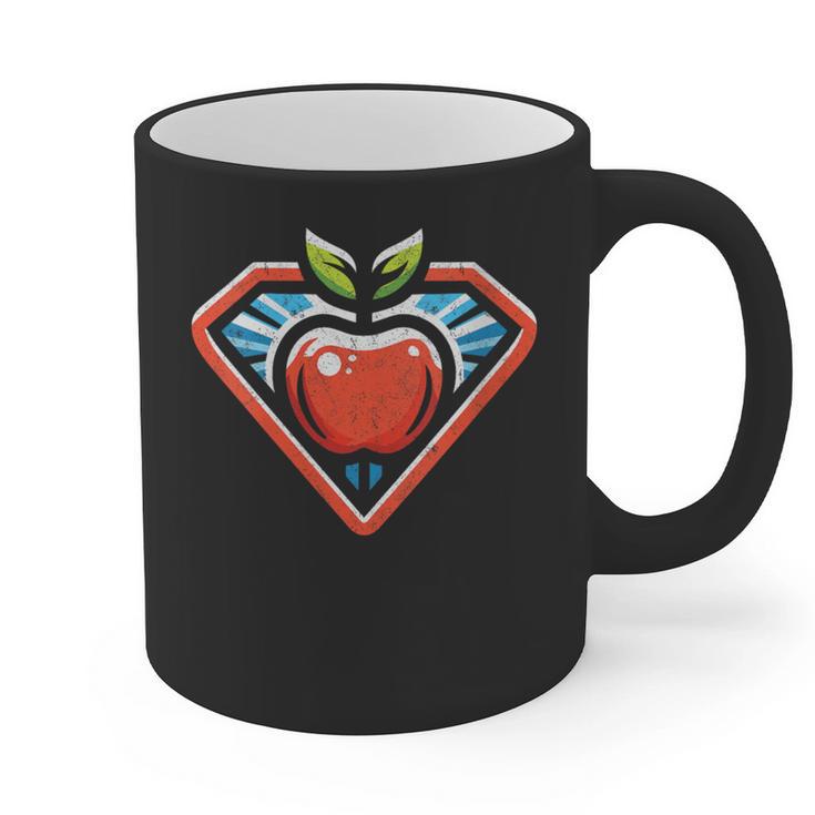 Cute Distressed Super Teacher Superhero Apple Graphic Print Coffee Mug