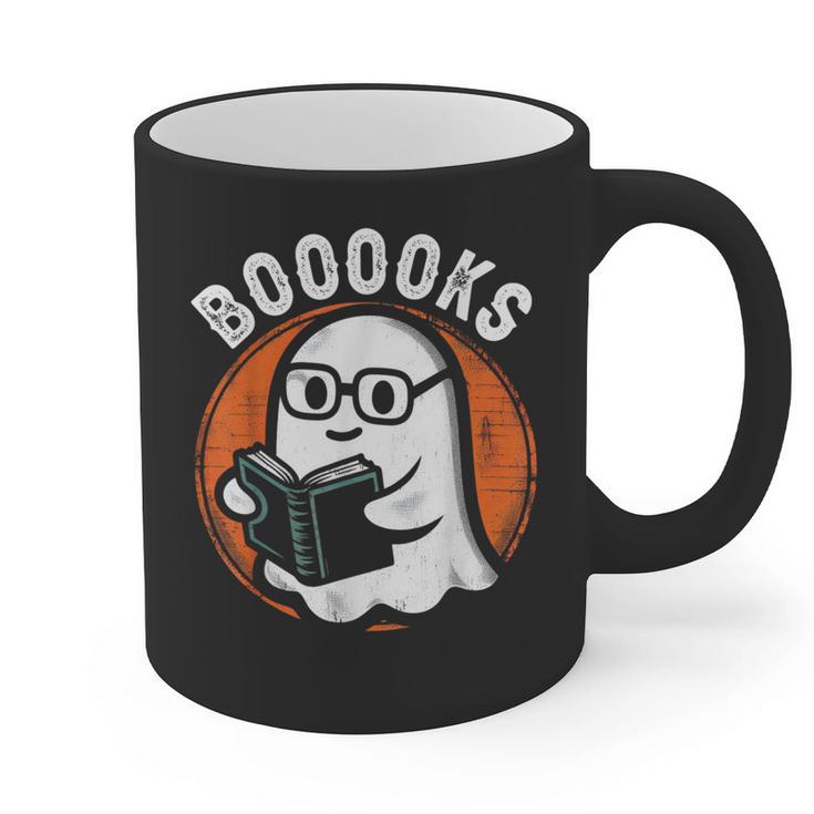 Cute Ghost Book Reading Books Lover Retro Halloween Teacher Graphic Print Coffee Mug