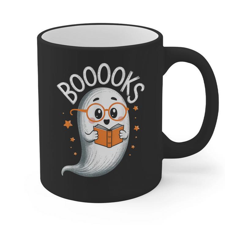 Cute Ghost Book Reading Halloween Teacher Graphic Print Coffee Mug