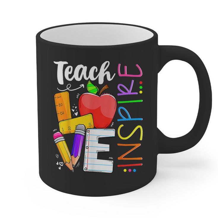 Cute Teach Love And Inspire Men Women Teacher Graphic Print Coffee Mug