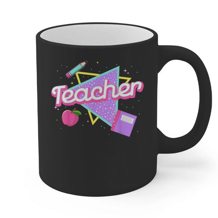 Cute Teacher Shirt 80's 90's Style Retro Old School Teacher For Men Women Graphic Print Coffee Mug