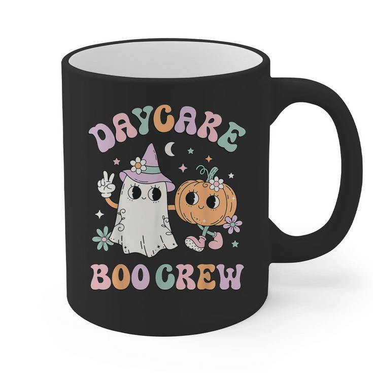 Daycare Boo Crew Groovy Halloween Floral Ghost Kid Teacher Graphic Print Coffee Mug