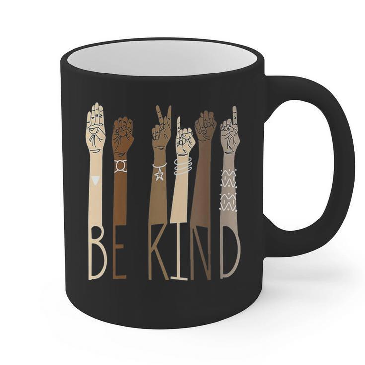 Deaf Be Kind Sign Language Hand Talking Teachers Interpreter Graphic Print Coffee Mug
