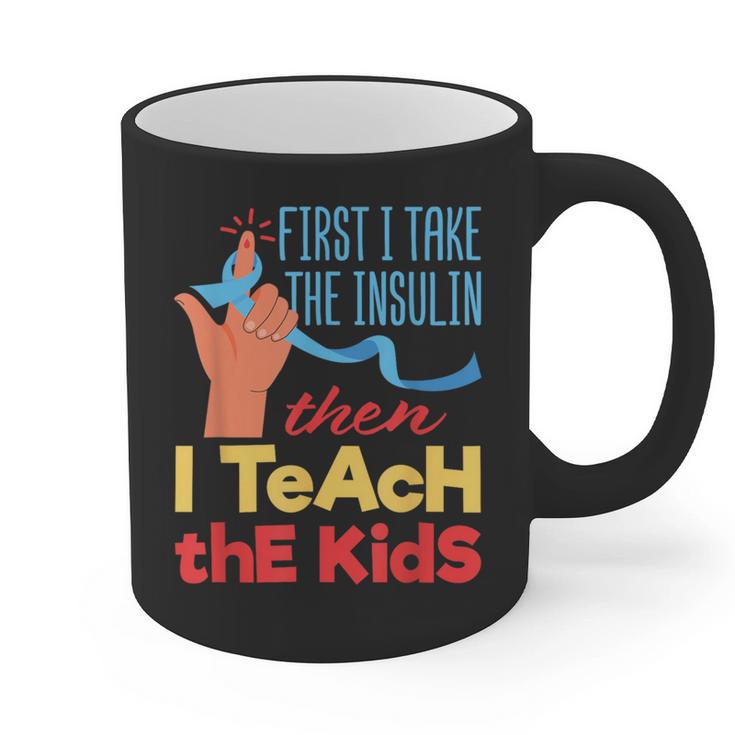 Diabetic Teacher Diabetes Awareness Insulin Blue Ribbon Graphic Print Coffee Mug