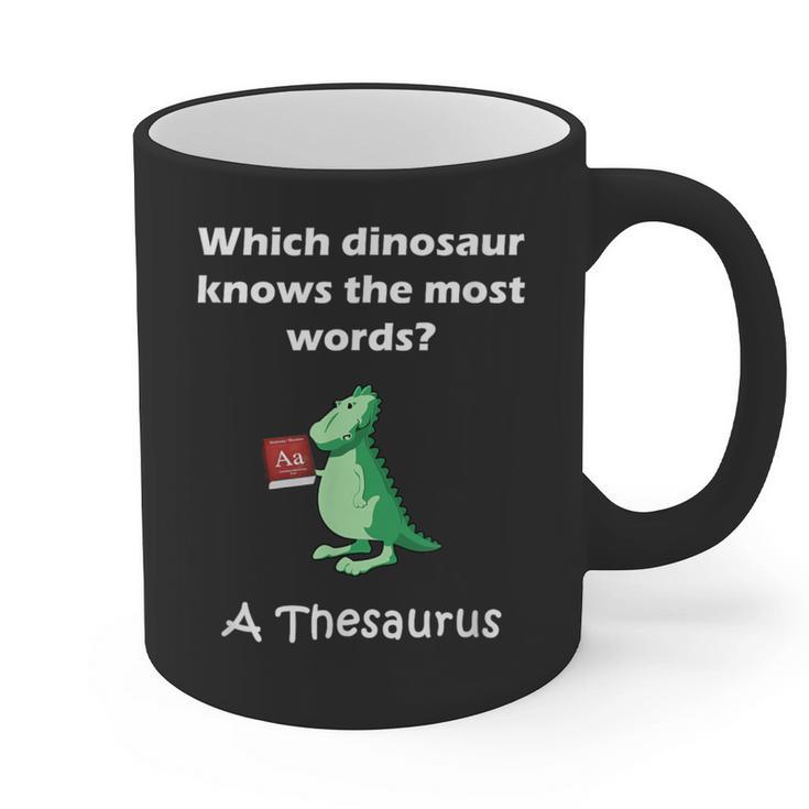 Dinosaur Thesaurus Grammar Joke Teacher Graphic Print Coffee Mug
