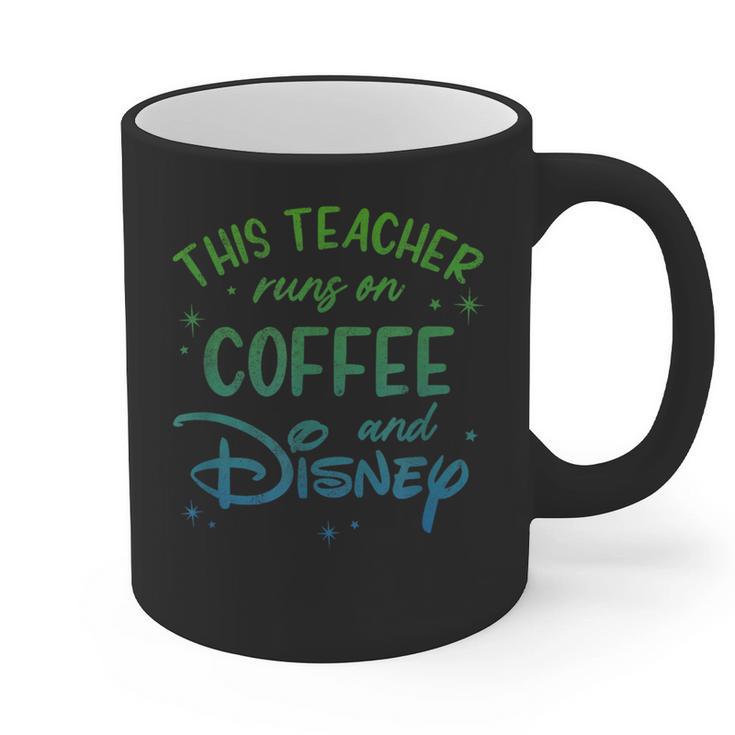 Disney This Teacher Runs On Coffee And Disney Gradient Logo Graphic Print Coffee Mug