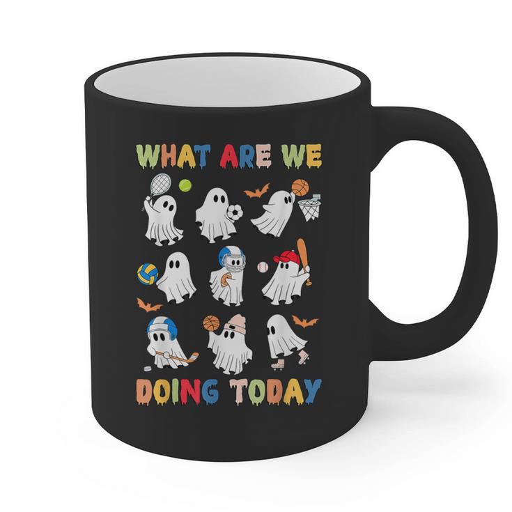 What Are We Doing Today Ghost PE Teacher Team Halloween Graphic Print Coffee Mug