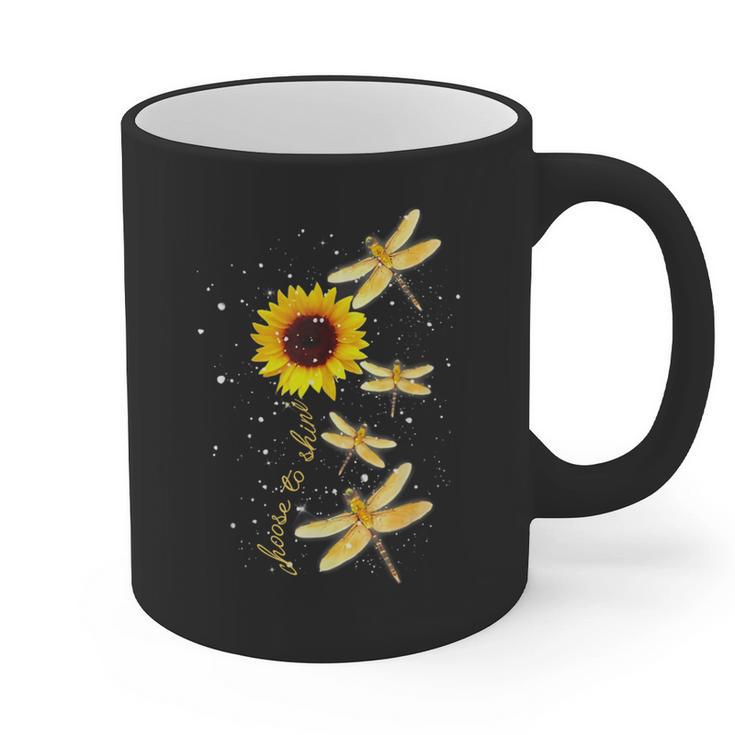 Dragonfly Sunflower Teacher Growth Mindset Choose To Shine Graphic Print Coffee Mug