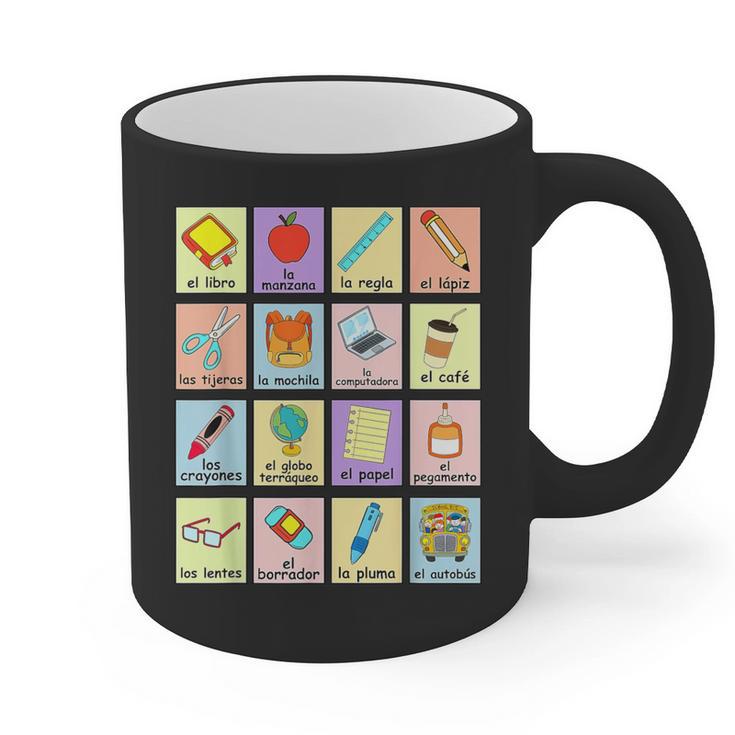 Dual Language Crew Bilingual Spanish Teacher Back To School For Men Women Graphic Print Coffee Mug