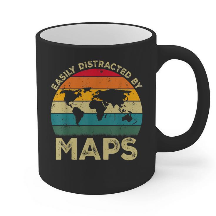 Easily Distracted By Maps Geography Teacher Graphic Print Coffee Mug