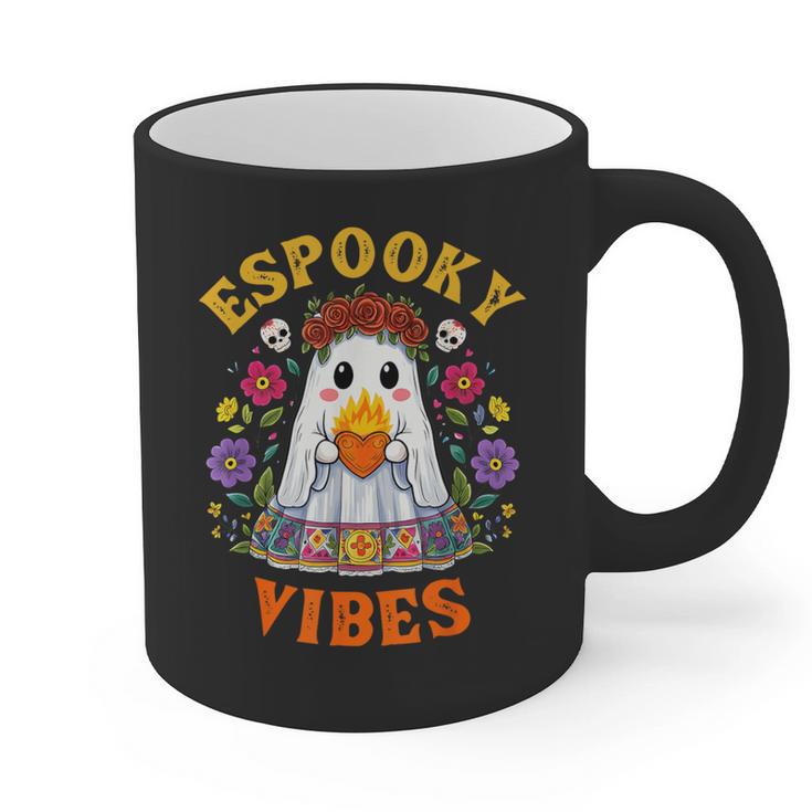 Espooky Vibes Spanish Mexican Halloween Ghost Teachers Graphic Print Coffee Mug