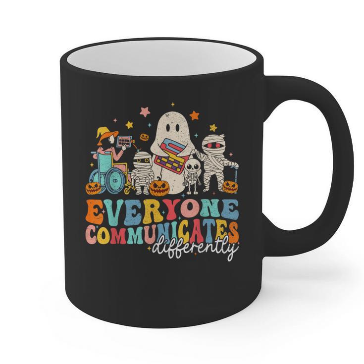 Everyone Communicates Differently Halloween SLP Sped Teacher Graphic Print Coffee Mug