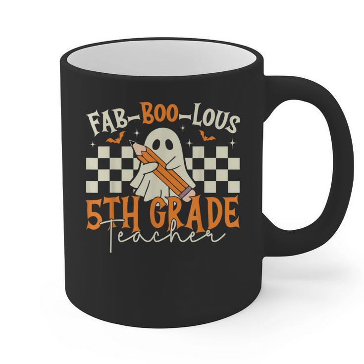 Fab Boo Lous 5th Grade Teacher Retro Ghost Spooky Halloween Graphic Print Coffee Mug