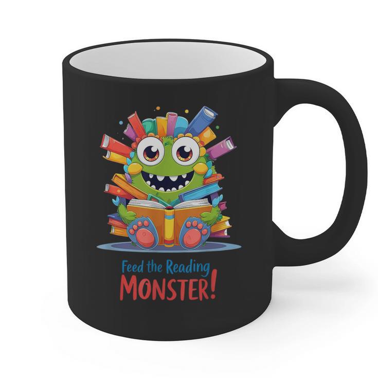 Feed The Reading Monster Halloween Teacher Graphic Print Coffee Mug