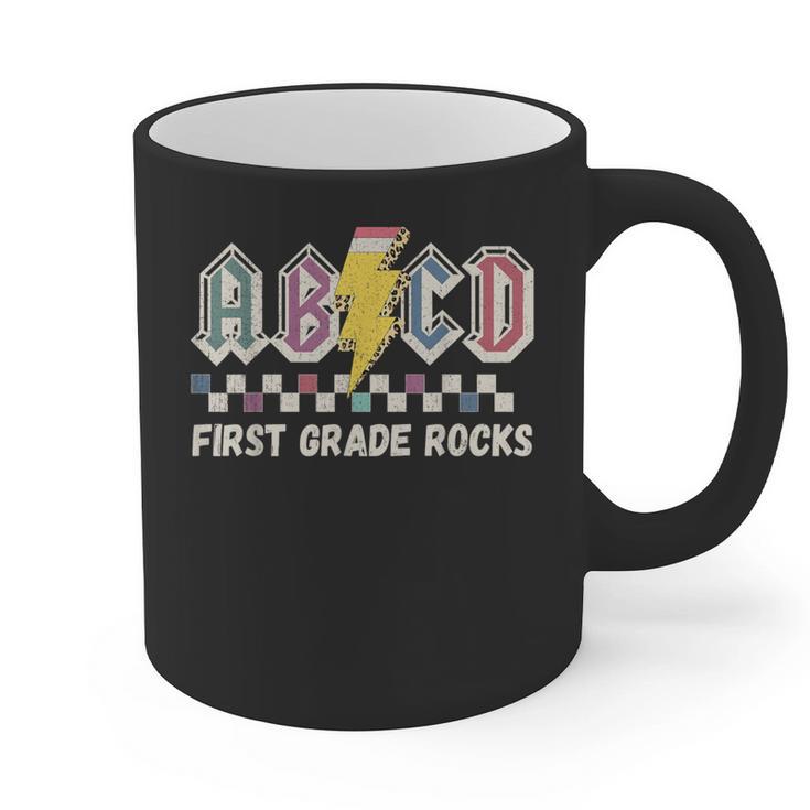 First Grade Rocks Teachers Back To School ABCD Rock Students Graphic Print Coffee Mug
