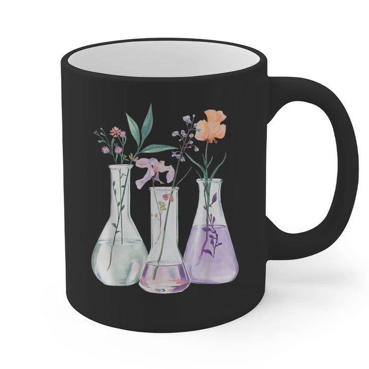 Flowers Test Tube Chemistry Student Science Teacher Women Graphic Print Coffee Mug