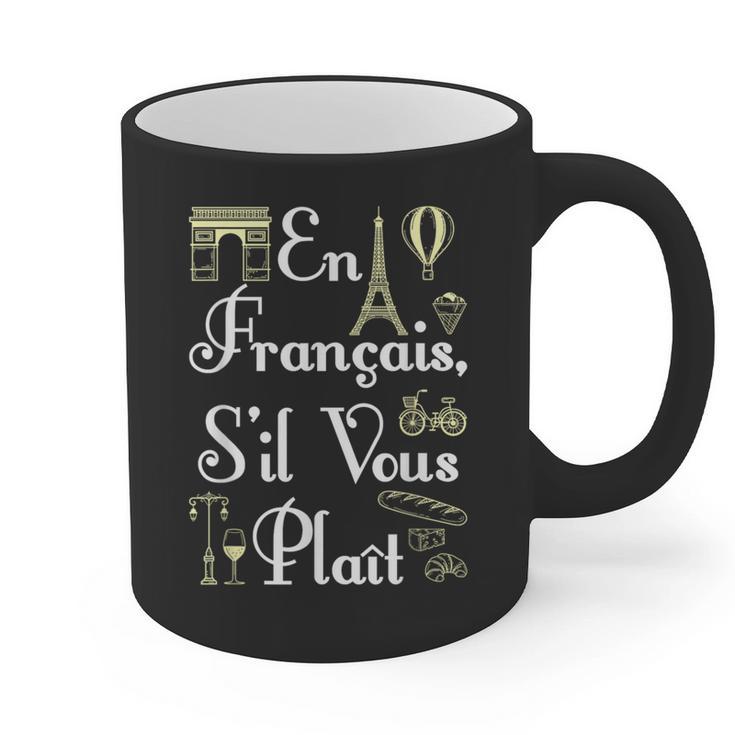 French Teacher En Francais S'Il Vous Plait End Of Year Graphic Print Coffee Mug