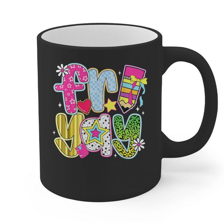 Fri-Yay Happy Friday Weekend Teacher Back To School Graphic Print Coffee Mug