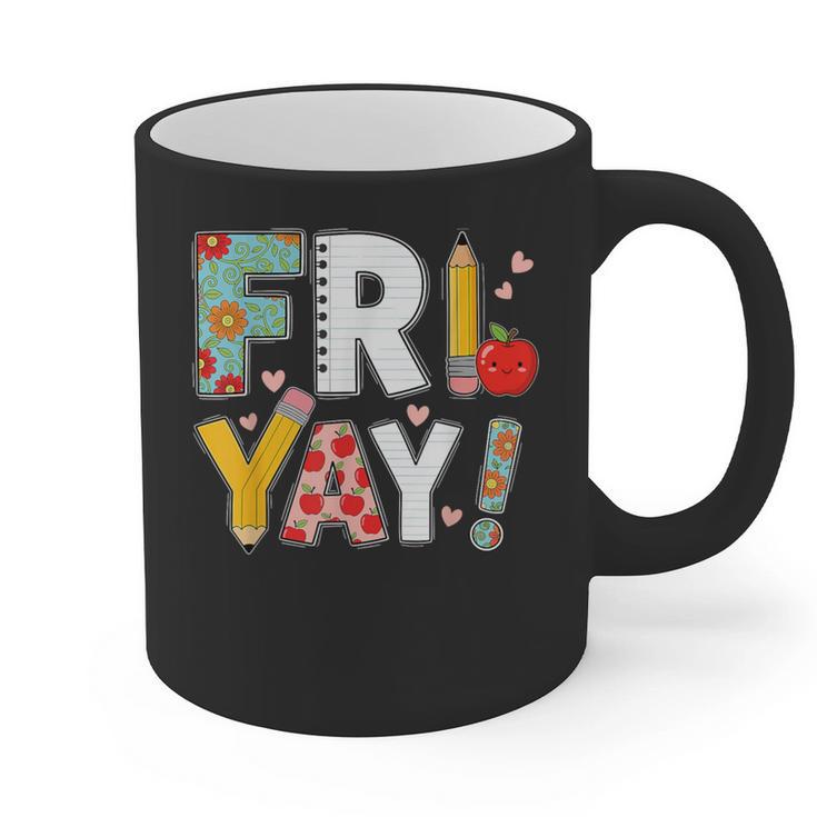Fri Yay Teacher Happy Friday Friyay Weekend Back To School Graphic Print Coffee Mug
