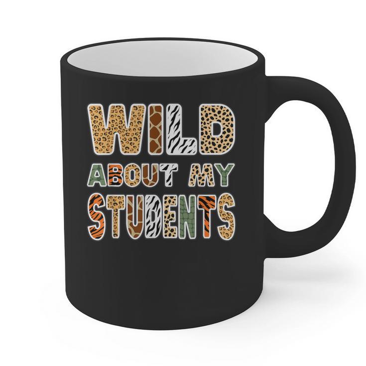 Fun Zoo Animal Print Teacher Shirts Wild About My Students Graphic Print Coffee Mug