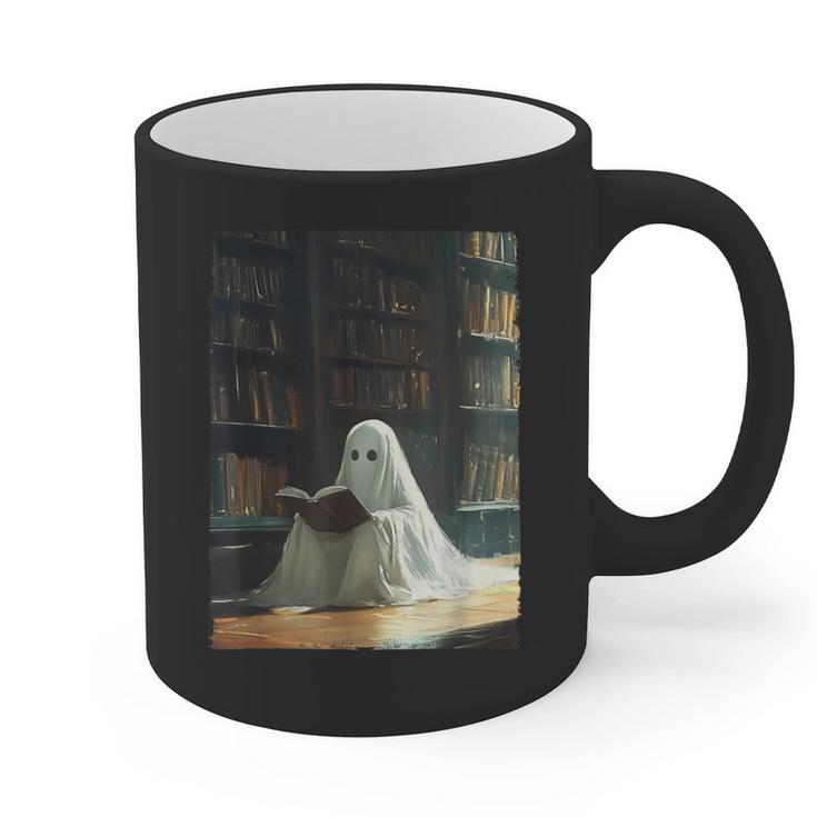 Ghost Library Halloween Book Reading Books Lover Teacher Graphic Print Coffee Mug