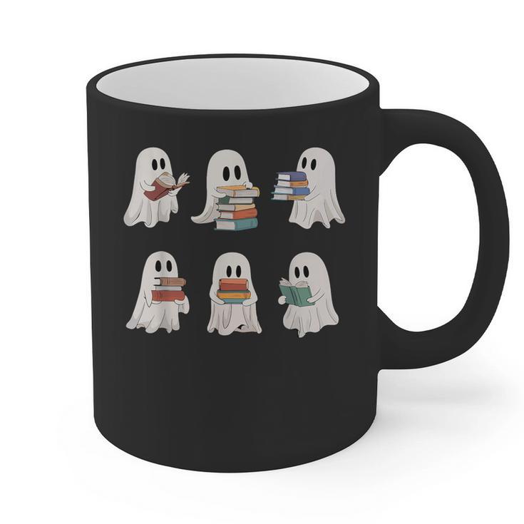 Ghost Reading Books Teacher Halloween Librarian Cute Boook Graphic Print Coffee Mug