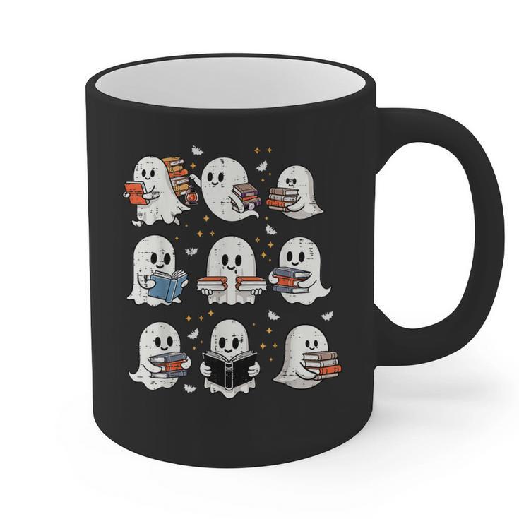 Ghosts With Books Library Halloween Men Women Kids Teacher Graphic Print Coffee Mug