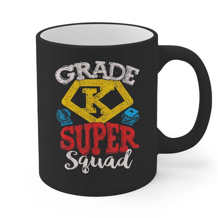 Grade K Super Squad Superhero Kindergarten Teacher Team Graphic Print Coffee Mug