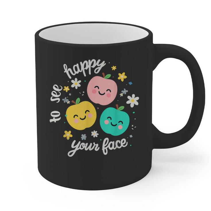Groovy Happy To See Your Face Teacher School Appreciation Graphic Print Coffee Mug