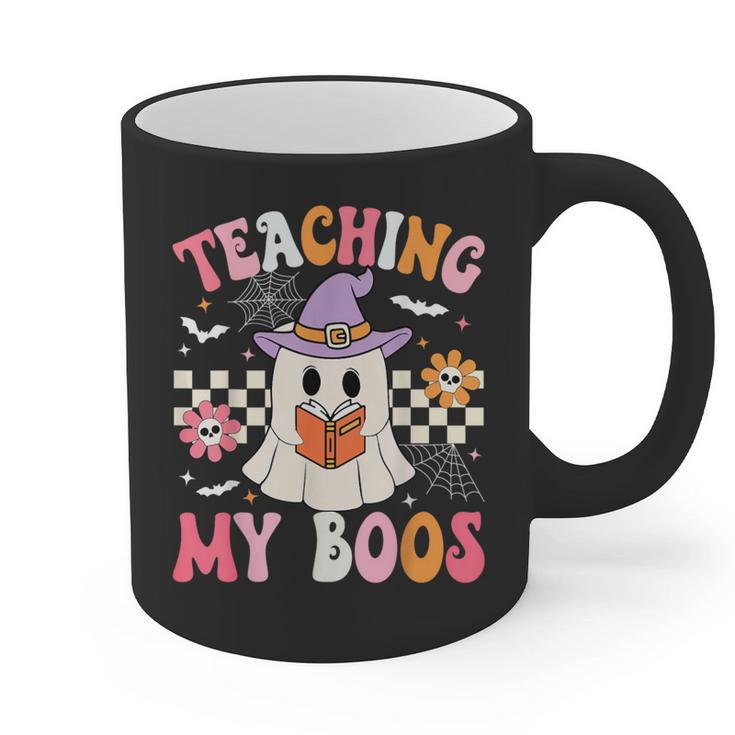 Groovy Teaching My Boos Teacher Ghost Halloween Teacher Graphic Print Coffee Mug