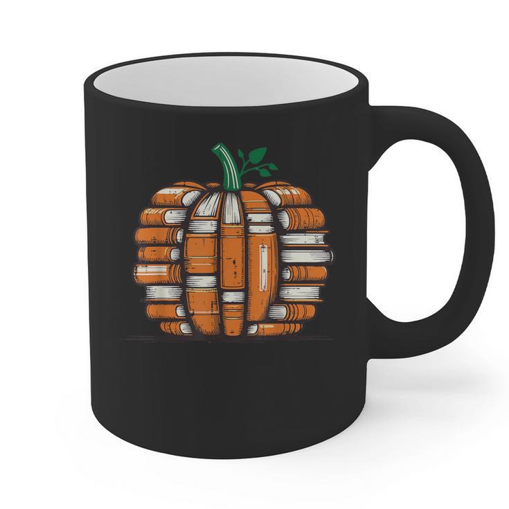 Halloween Books Pumpkin Reading Teacher Fall Men Women Graphic Print Coffee Mug