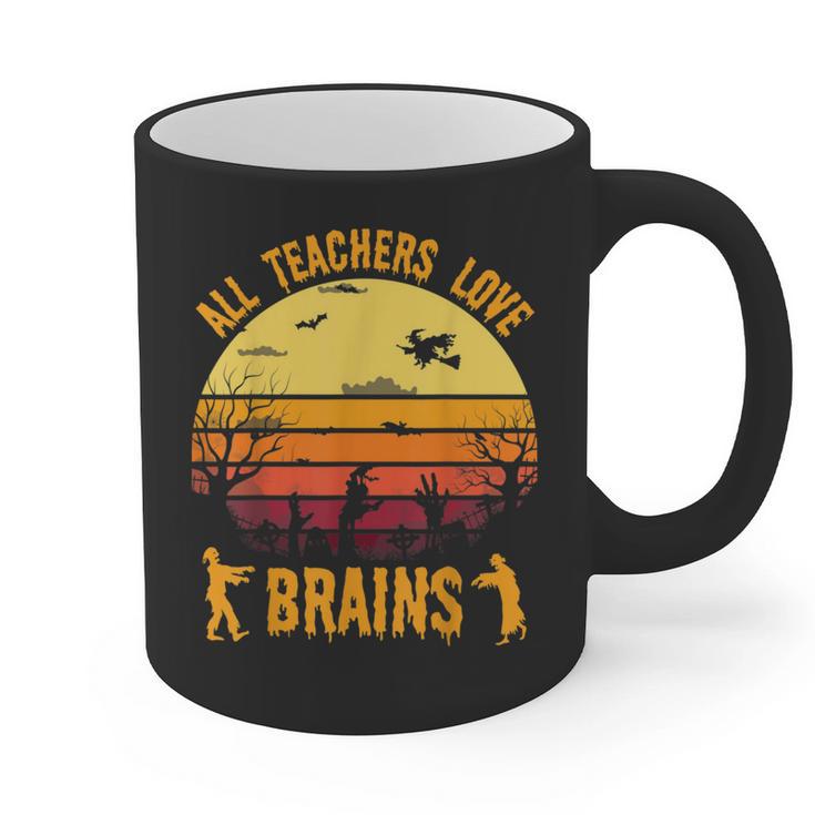 Halloween Costume Teacher Love Brains Zombie Graphic Print Coffee Mug