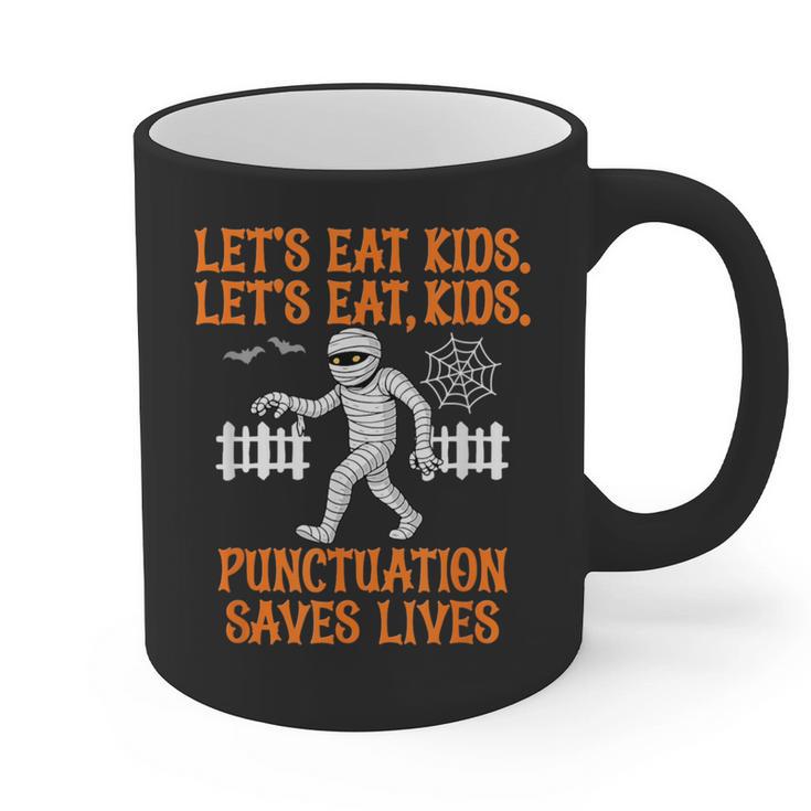 Halloween Lets Eat Kids Punctuation Teacher Graphic Print Coffee Mug