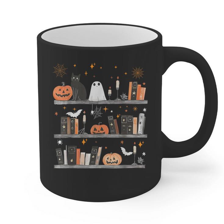 Halloween Library Ghost Books Teacher Spooky Trick Or Teach Graphic Print Coffee Mug