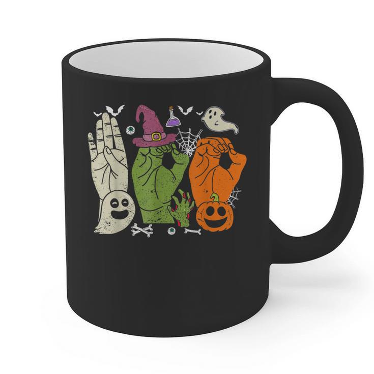 Halloween SPED Teacher Boo In ASL Boo Hands Sign Language Graphic Print Coffee Mug