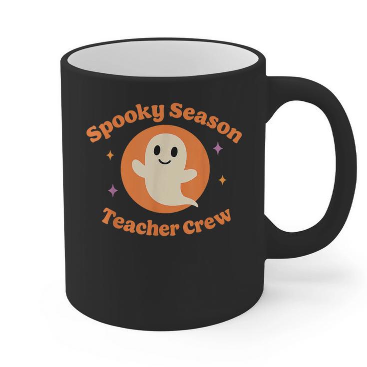 Halloween Teacher Crew Spooky Season Retro Ghost Graphic Print Coffee Mug