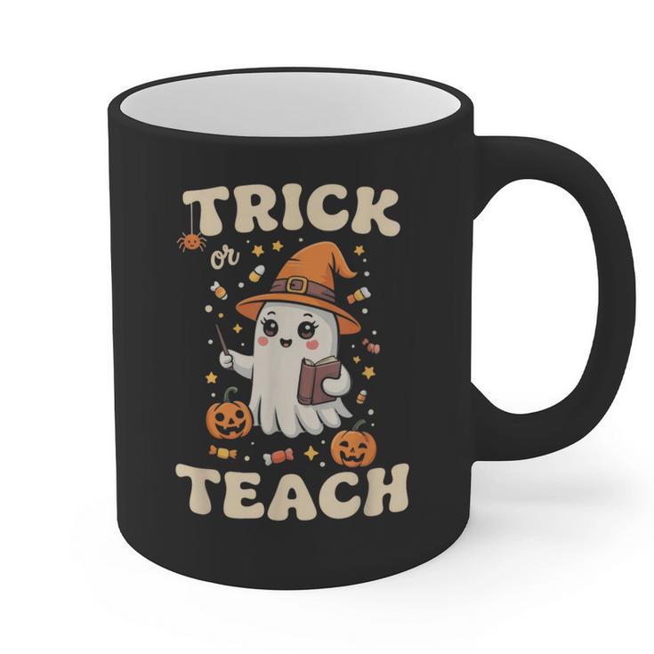 Halloween Teacher Shirts Women School Trick Or Teach Groovy Graphic Print Coffee Mug