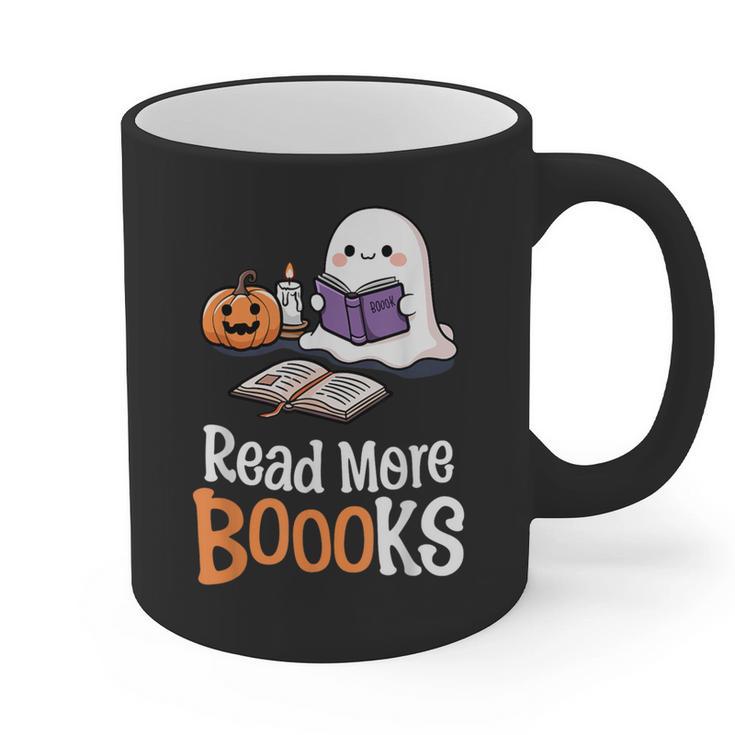 Halloween Teacher Women Cute Reading Ghost Read More Books Graphic Print Coffee Mug