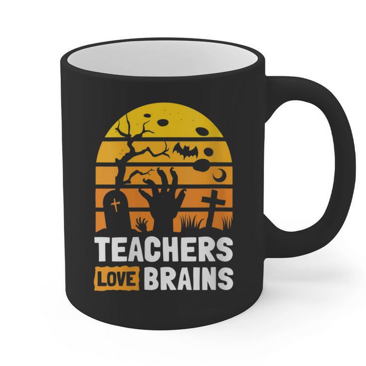 Halloween Teachers Science Math Teachers Love Brains Graphic Print Coffee Mug