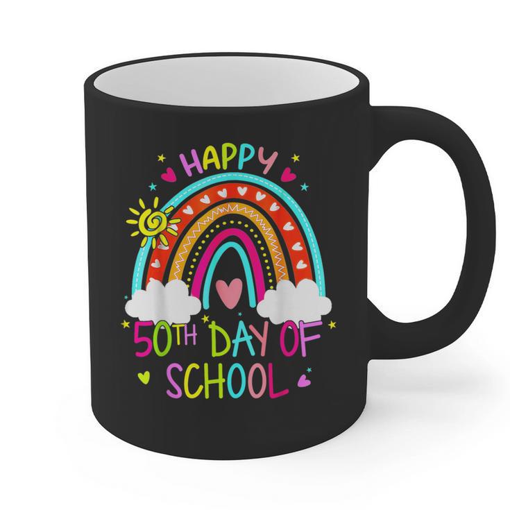 Happy 50th Days Of School Rainbow Teacher 50 Days Smarter Graphic Print Coffee Mug