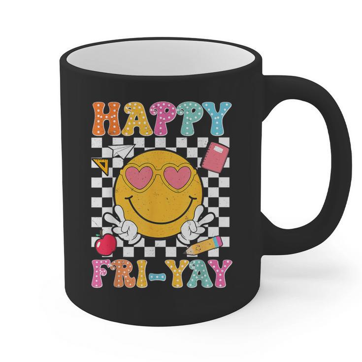 Happy Fri-Yay Groovy Teacher Friday Weekend Fri Yay Graphic Print Coffee Mug