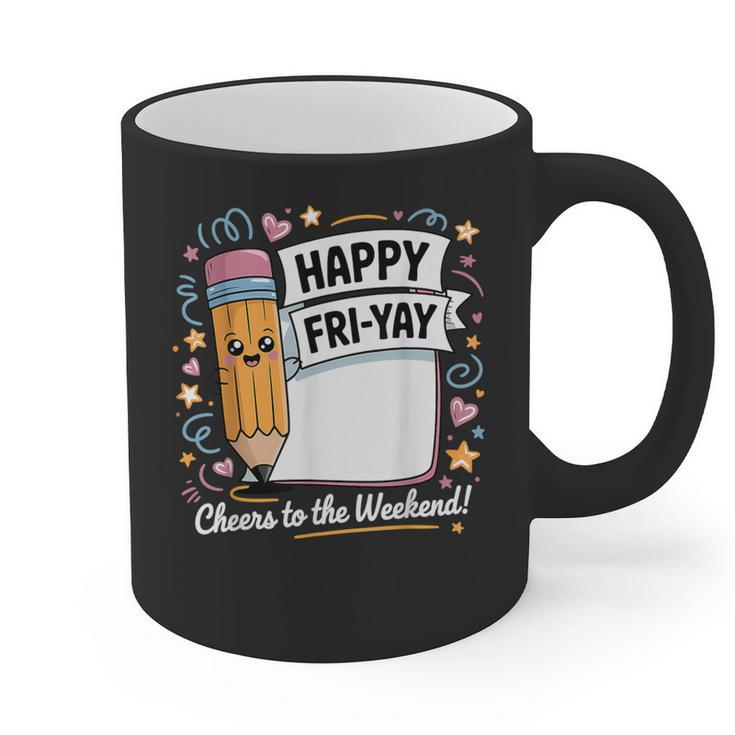 Happy Fri-Yay Teacher Fry Yay Friday Weekend Graphic Print Coffee Mug
